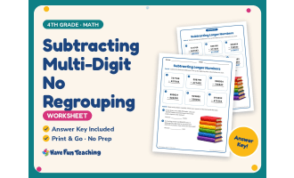 Subtracting Multi-Digit No Regrouping Worksheet – 4th Grade Practice
