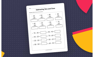 Subtracting Tens and Ones Worksheet