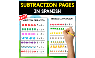 SUBTRACTION ACTIVITY | 9 FREE PAGES IN SPANISH