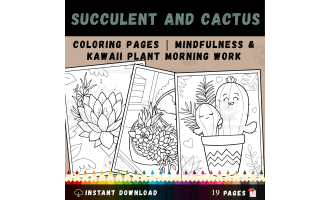 Succulent and Cactus Coloring Pages | Mindfulness & Kawaii Plant