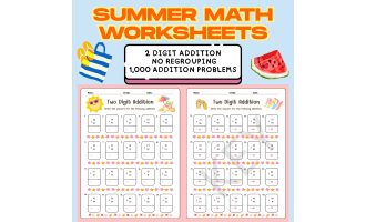 Summer 2 Digit Addition Worksheets No Regrouping | Grade 1 Math