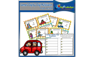 Summer 2 Digit By 2 Digit Multiplication Task Cards With Response Sheet & Answer Key - EBOOK