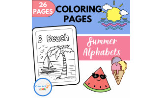 Summer Alphabet Coloring Pages.