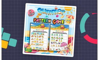 Summer Beach Finish the Pattern Worksheets Activity Puzzles