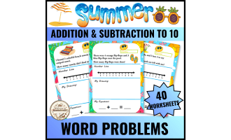 Summer Beach Math Word Problems Kindergarten Addition and Subtraction