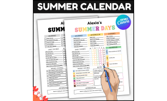 Summer Calendar Editable | Kids Summer Planner Weekly Schedule