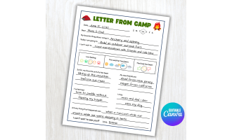 Summer Camp Letter Camping Stationery Set - Letter Writing Activity