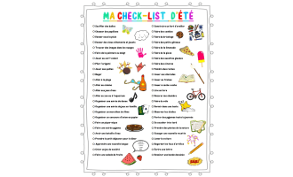 Summer Checklist for Kid's Bucket List ( French Version )