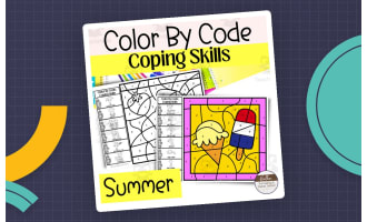 Summer Color By Code | Coping Skills Activity Pack