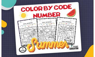 Summer Color By Code Number – End of the Year Math Coloring Sheets