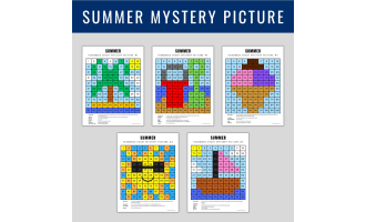 SUMMER Coloring Pages, Hundreds Chart Color By Number, Mystery Picture