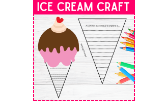 Summer End of The Year Ice cream cone craft DIY prompt writing