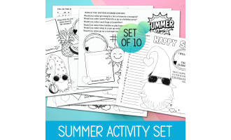 Summer Games Coloring Activities, Writing & Drawing Prompts