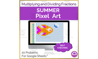 Summer Multiplying and Dividing Fractions Pixel Art Activity