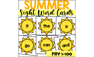 Summer Sight Word Cards for Fry 1-100