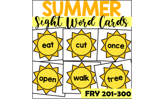 Summer Sight Word Cards for Fry 201-300