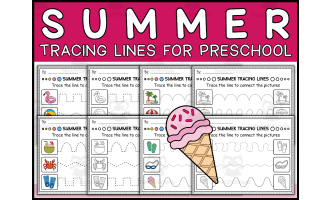 Summer Themed Prewriting Tracing Lines For Kindergarten
