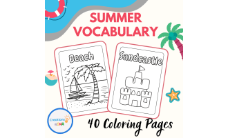 Summer Vocabulary Coloring Sheets.