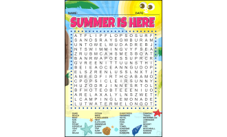 Summer Word Search Puzzle – End-of-Year Activity & Summer Vacation Fun