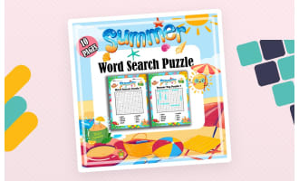 Summer Word Search Puzzle the End of the Year with Beach Waves
