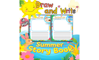 Summer Writing Prompts Activity, Summer Story Book for Kindergarten