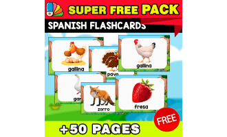 SUPER FREE PACK | Spanish Flashcards | 50 PAGES