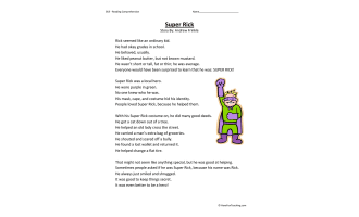 Super Rick Reading Comprehension Worksheet