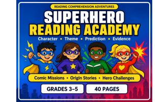 Superhero Reading Comprehension | Grades 3–5 | 40 Pages