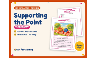 Supporting the Point Worksheet – Kindergarten Author’s Purpose