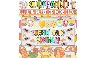 Surfin' Into Summer!: surfboard Summer Bulletin Board & Door Decor