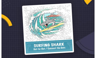 Surfing Shark Extreme Difficulty Connect the Dots / Dot-to-Dot