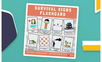 Survival Signs Flashcard | 30 Essential Visual Survival Signs For Kids