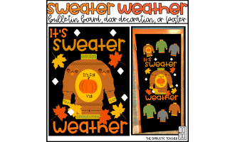 Sweater Weather Fall Bulletin Board Kit, Door Decoration Set, or Poster