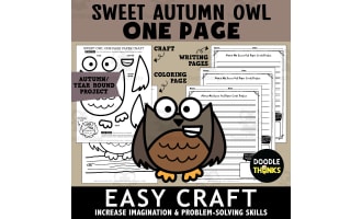 Sweet Owl One Page Paper Craft Activities | Animal or Bird Theme