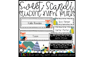 Sweet Scandinavian Modern Classroom Student Name Plates-Editable
