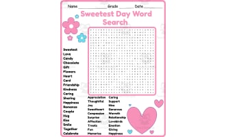 Sweetest Day Word Search 2rd 3th 4th 5th Grade worksheet activity