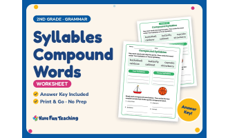 Syllables Compound Words Worksheet – 2nd Grade Grammar Practice