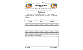 Synonym crosswords for grade 1 worksheets