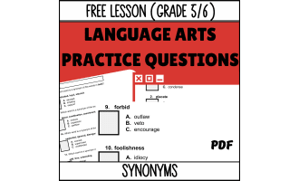 Synonyms Sample Lesson - Vocabulary Grade 5-6 (PDF)