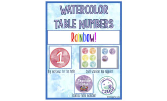 Table Numbers | Rainbow Watercolor Theme