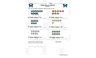 Taking Away to Subtract – Grade 1 Worksheet