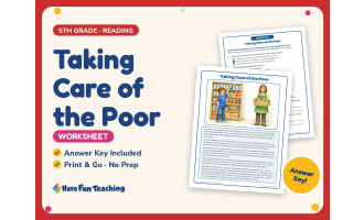 Taking Care of the Poor Worksheet – 5th Grade Economics & Government