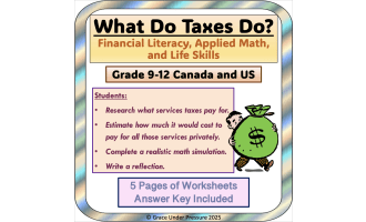 Taxes: What Do Taxes Pay For: Income Tax, Financial Literacy, HS Math