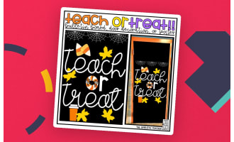 Teach or Treat Halloween Bulletin Board Kit, Door Decoration Set, or Poster