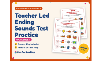 Teacher Led Ending Sounds Test Practice Worksheet – Kindergarten