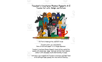 Teacher’s Creatures Phonics Puppets A-Z | Teacher Set with Stories and Motions