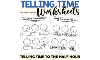 Telling Time to the Half Hour Worksheets