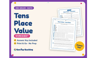 Tens Place Value Worksheet – 3rd Grade Base 10 Practice + Answer Key