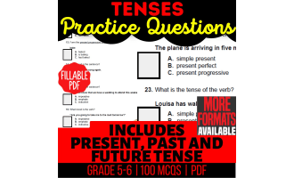 Tenses Practice Questions - Grammar Grade 5-6 (Fillable PDF)