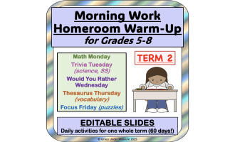 Term 2 Critical Thinking: Morning Work Warm-Ups: 60 More Days!